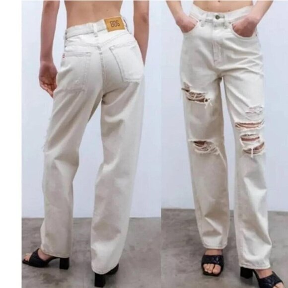 BDG Cream High Rise Baggy Jeans 26 - Picture 1 of 8